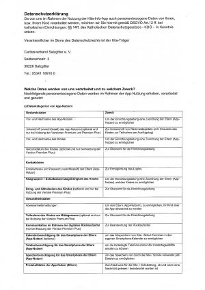 Kita-Info-App Datenschutzerklärung